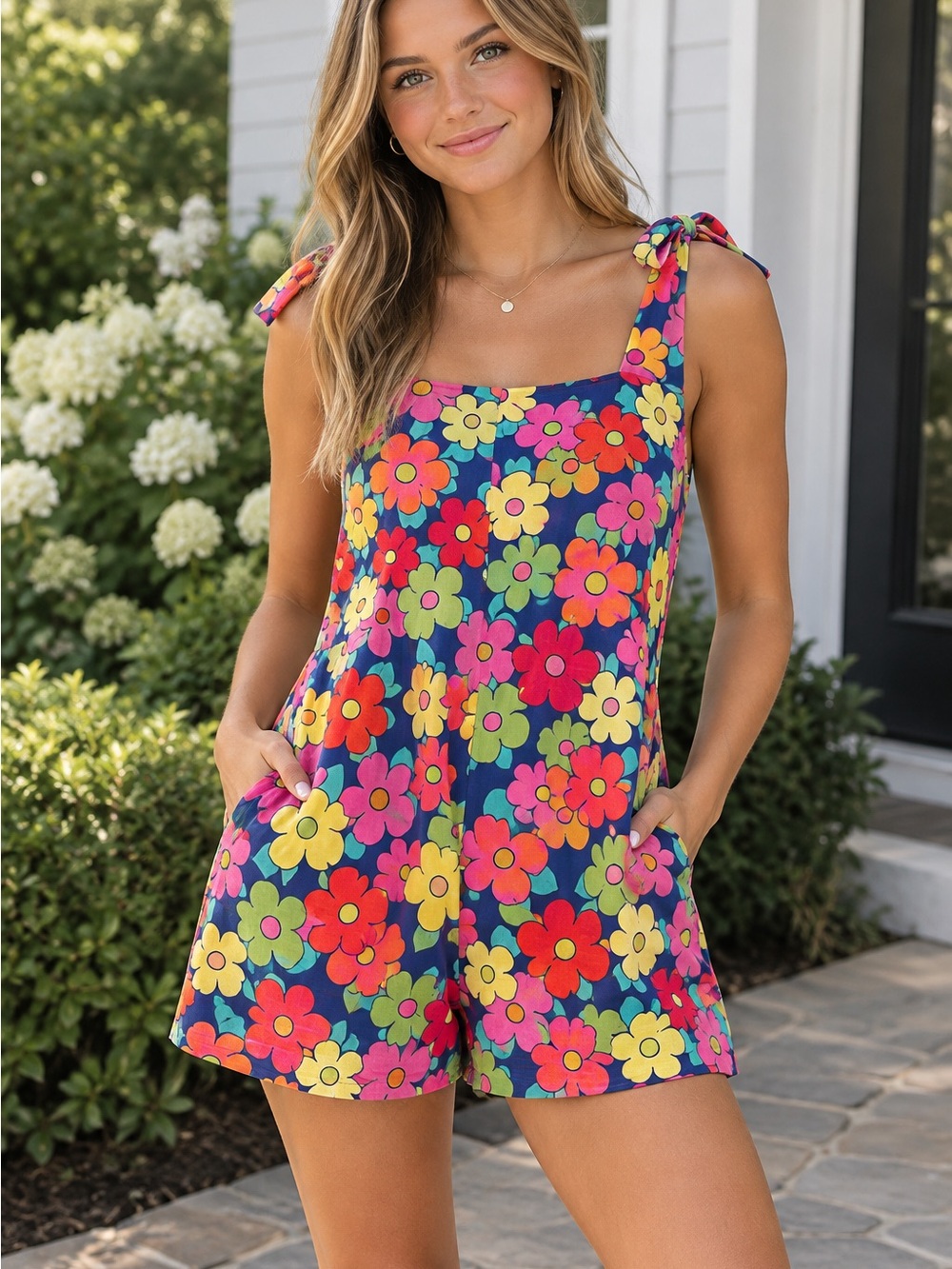 Esprit Multicolor Floral Women 80’s' Romper Vintage